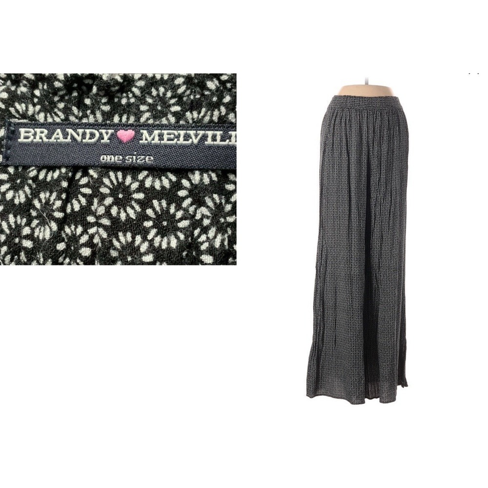 Brandy Melville Elastic Waist Flowy Flower Pants, One Size, 28" inseam Boho